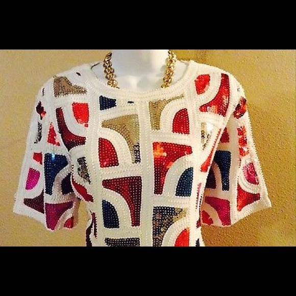 Multicolored Color Block Sequins Dress - Picture 2 of 3